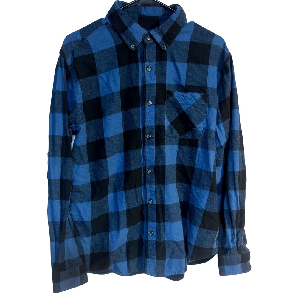 Magellan Outdoors Men's Flannel Shirt Blue Plaid Western Long Sleeve Sz Medium